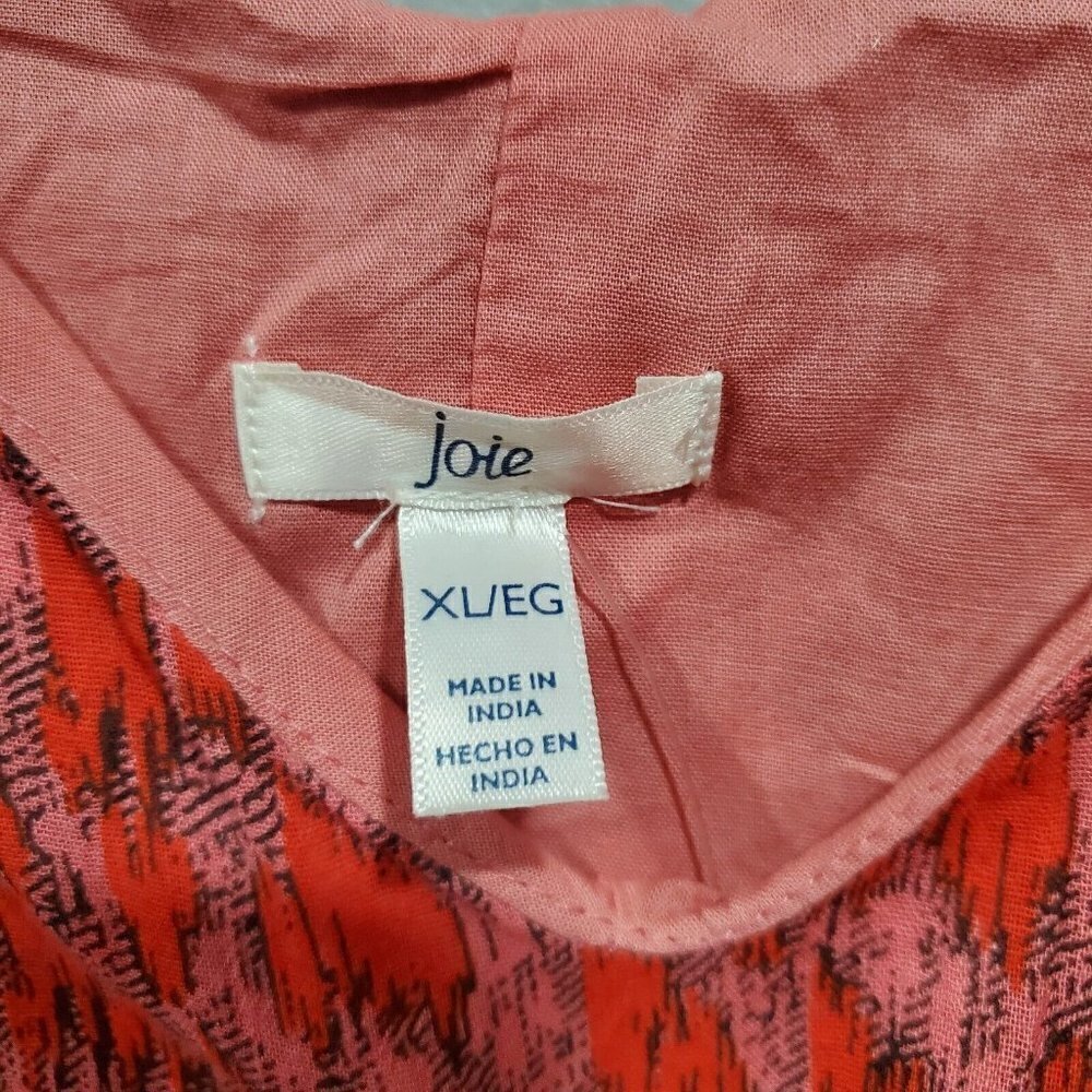 NWT Joie Women's Maxi Dress XL Red Animal Print Orange Pink Midi Tea Ros… - Picture 9 of 15